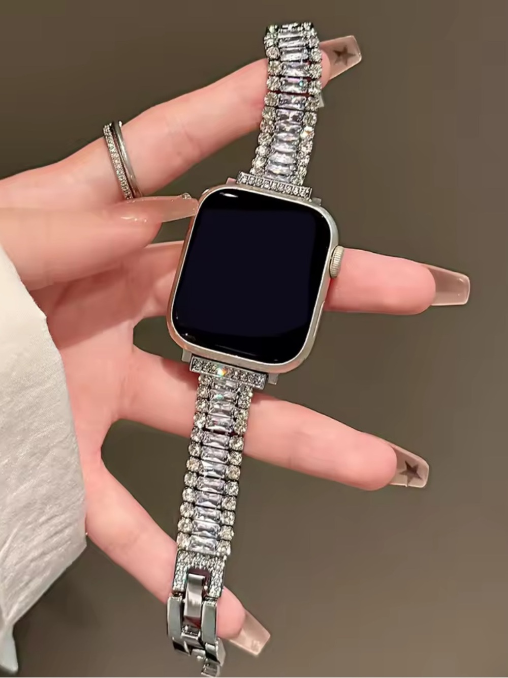 Silver Crystal Bracelet Smartwatch Band (Fits Popular Smartwatches) 38-49 mm